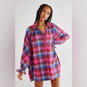 Free People plaid Zoey mini dress